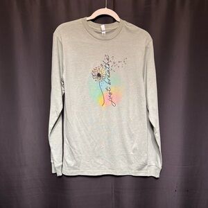 Just Breathe Dandelion Graphic Long Sleeve Basic Tee | Soft Mindfulness Shirt S